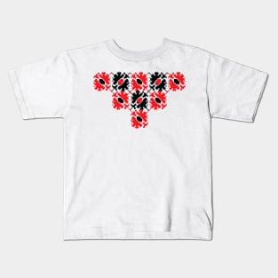 Decorative flowers - Traditional Romanian folk art knitted embroidery pattern Kids T-Shirt